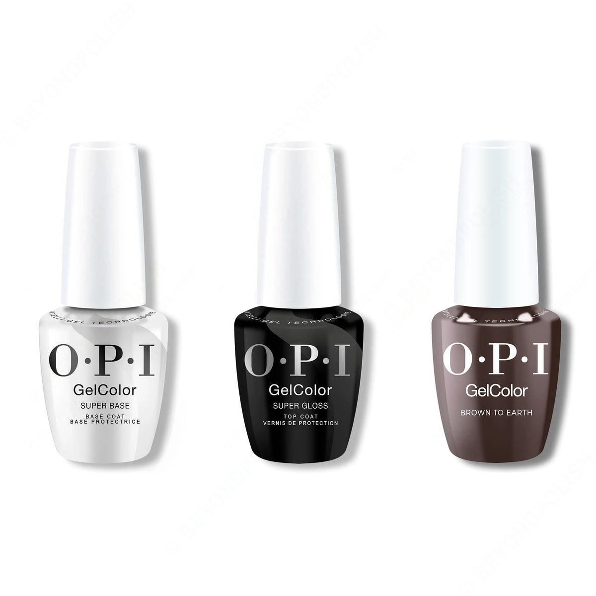 OPI GelColor Intelli-Gel Combo - Super Base Coat, Super Gloss Top Coat & Brown To Earth - Professional Care