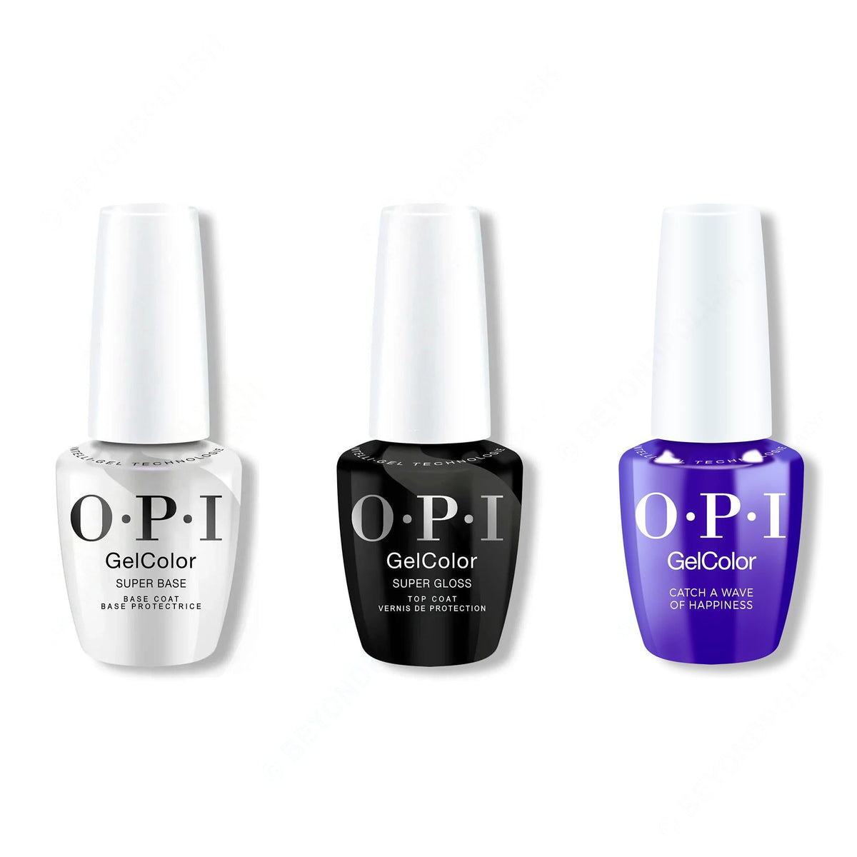 OPI GelColor Intelli-Gel Combo - Super Base Coat, Super Gloss Top Coat & Catch a Wave of Happiness