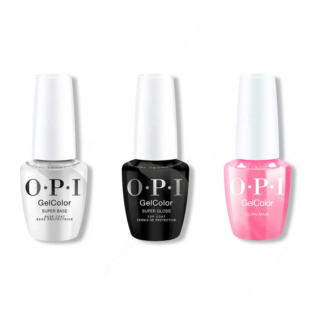 OPI GelColor Intelli-Gel Combo - Super Base Coat, Super Gloss Top Coat & Dopa-mani - Professional Care