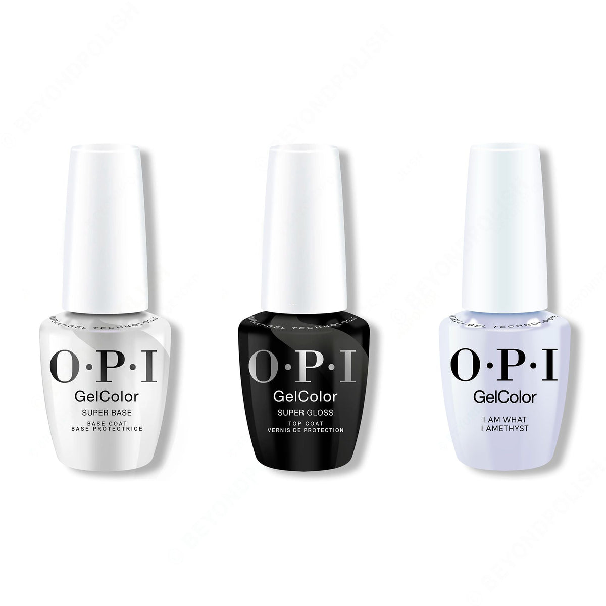 OPI GelColor Intelli-Gel Combo - Super Base Coat, Super Gloss Top Coat & I Am What I Amethyst - Professional Care