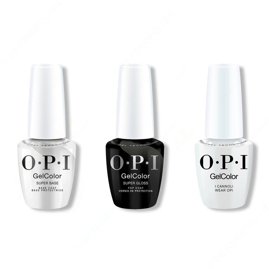 OPI GelColor Intelli-Gel Combo - Super Base Coat, Super Gloss Top Coat & I Cannoli Wear OPI - Professional Care
