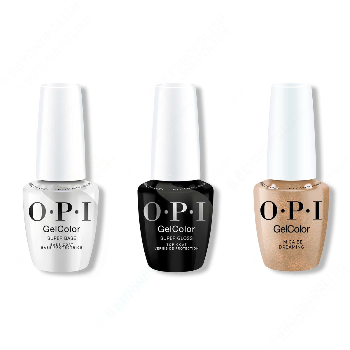 OPI GelColor Intelli-Gel Combo - Super Base Coat, Super Gloss Top Coat & I Mica Be Dreaming
