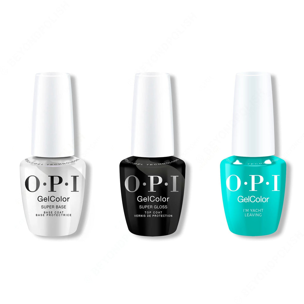 OPI GelColor Intelli-Gel Combo - Super Base Coat, Super Gloss Top Coat & I'm Yacht Leaving - Professional Care