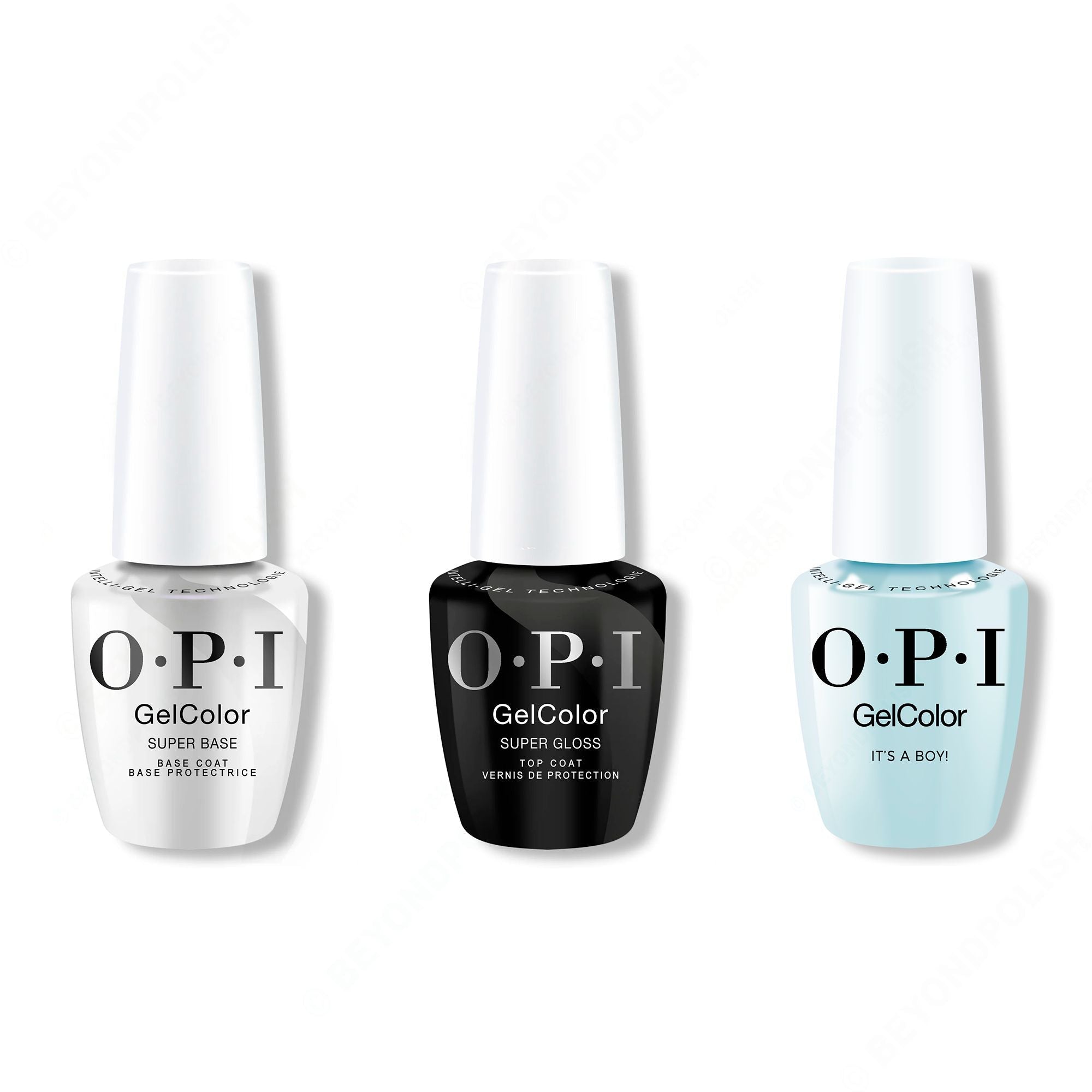 OPI GelColor Intelli-Gel Combo - Super Base Coat, Super Gloss Top Coat & It's a Boy! - Professional Care