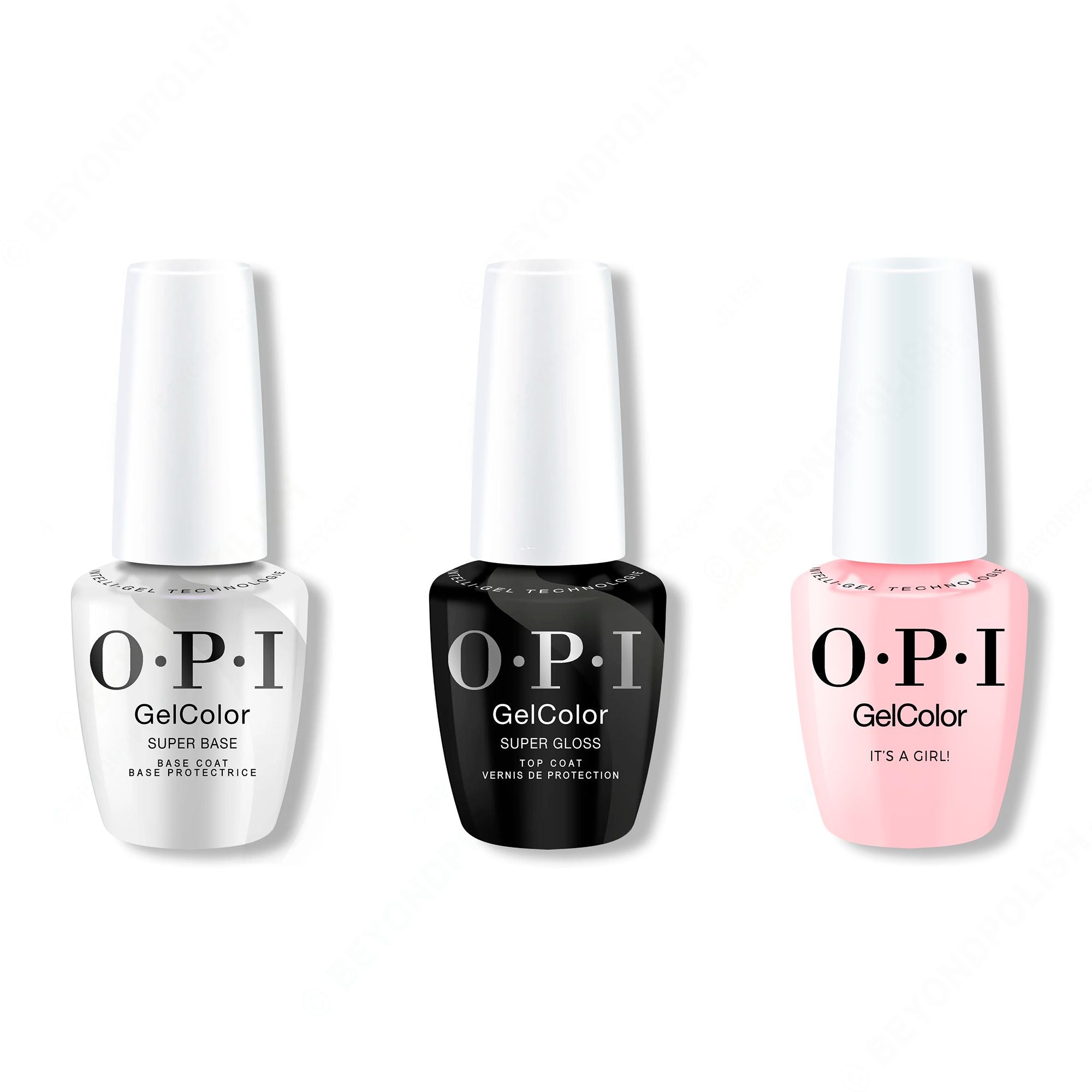 OPI GelColor Intelli-Gel Combo - Super Base Coat, Super Gloss Top Coat & It's a Girl! - Professional Care