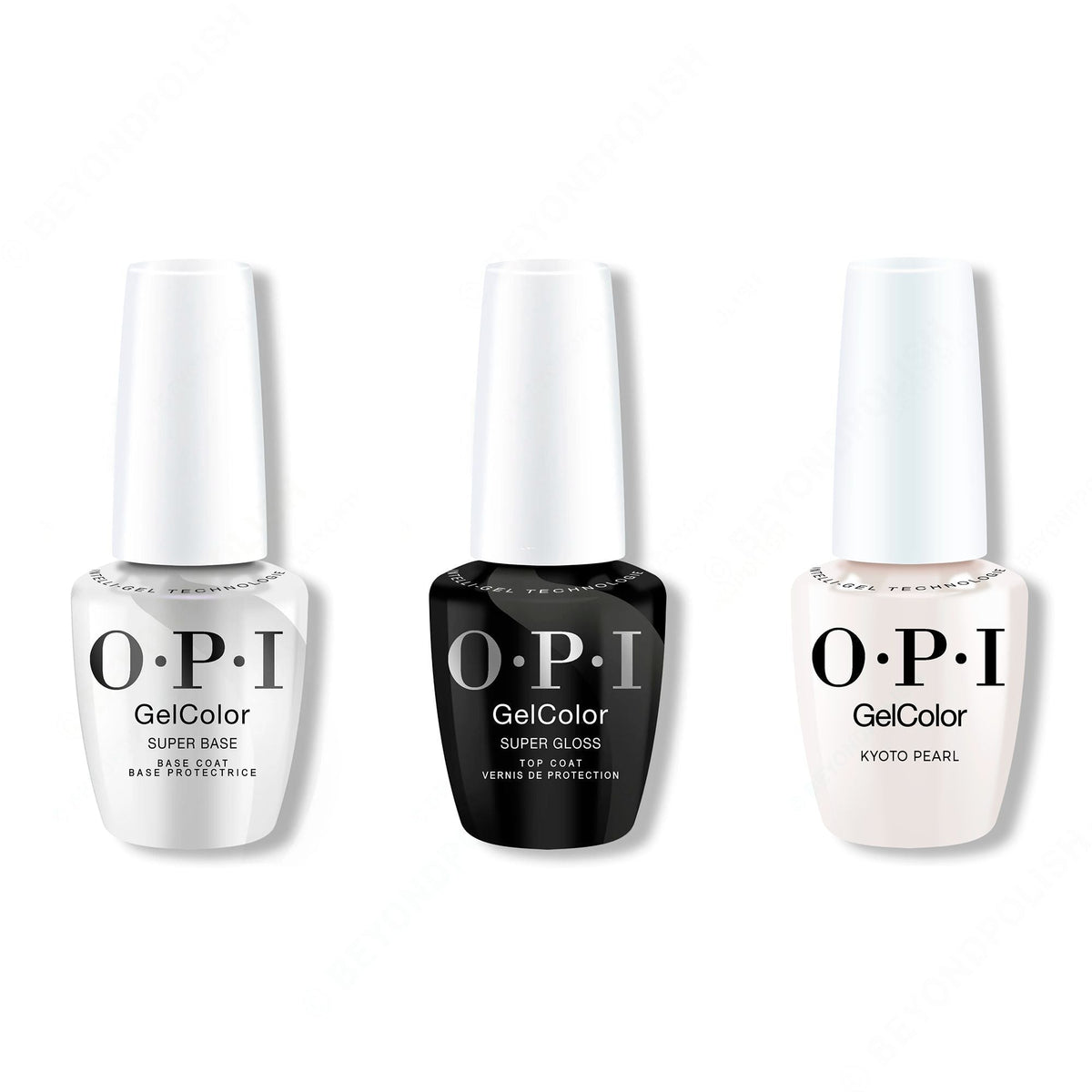OPI GelColor Intelli-Gel Combo - Super Base Coat, Super Gloss Top Coat & Kyoto Pearl - Professional Care