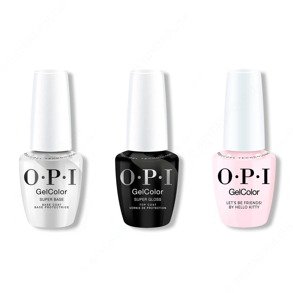 OPI GelColor Intelli-Gel Combo - Super Base Coat, Super Gloss Top Coat & Let's Be Friends! - Professional Care