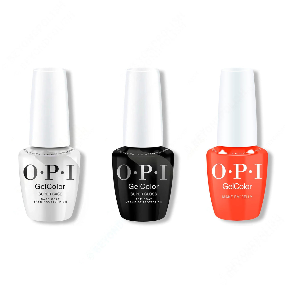 OPI GelColor Intelli-Gel Combo - Super Base Coat, Super Gloss Top Coat & Make 'Em Jelly - Professional Care