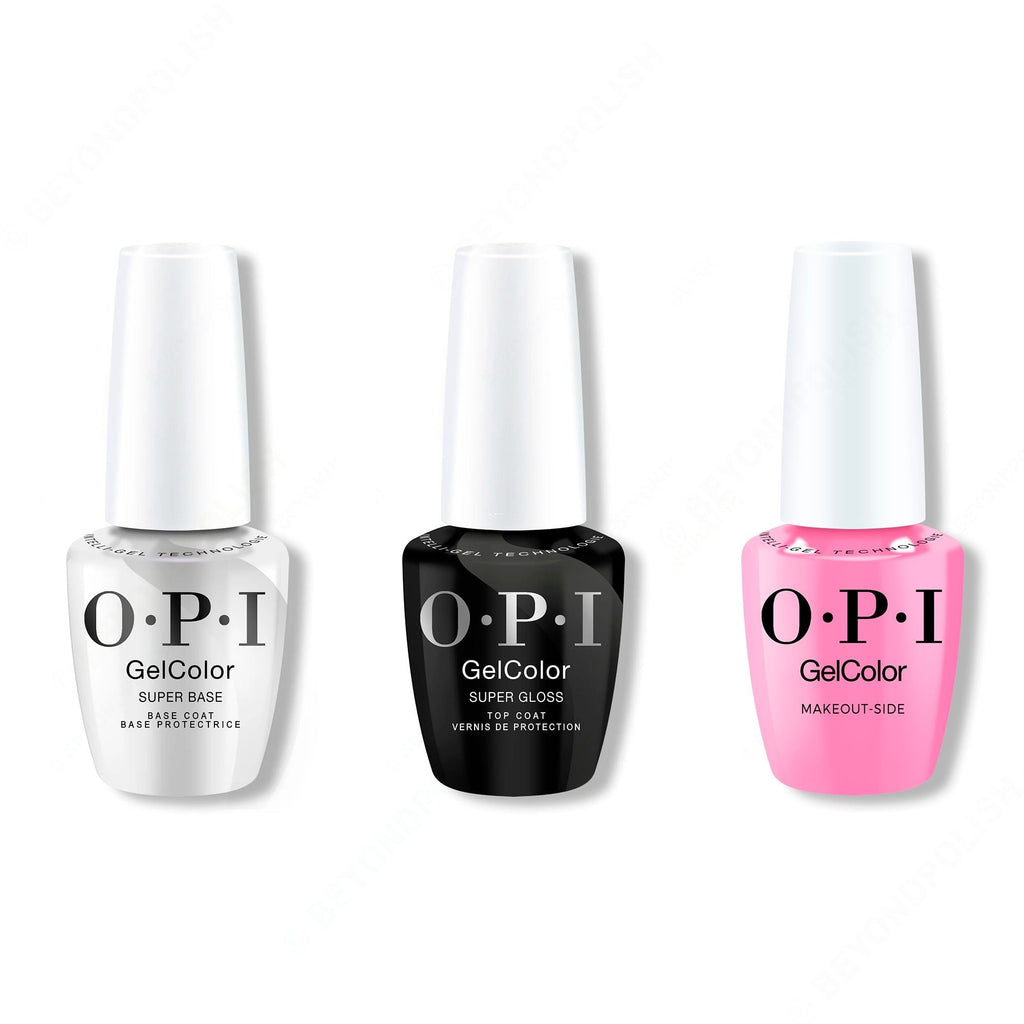 OPI GelColor Intelli-Gel Combo - Super Base Coat, Super Gloss Top Coat & Makeout-Side - Professional Care