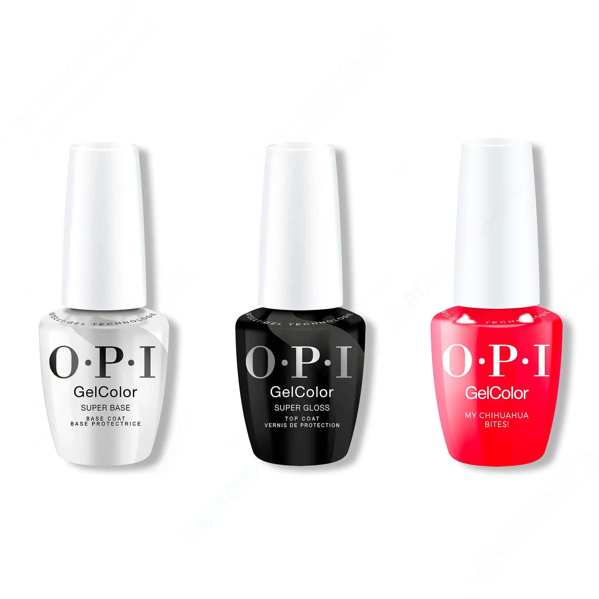 OPI GelColor Intelli-Gel Combo - Super Base Coat, Super Gloss Top Coat & My Chihuahua Bites 0.5 Oz