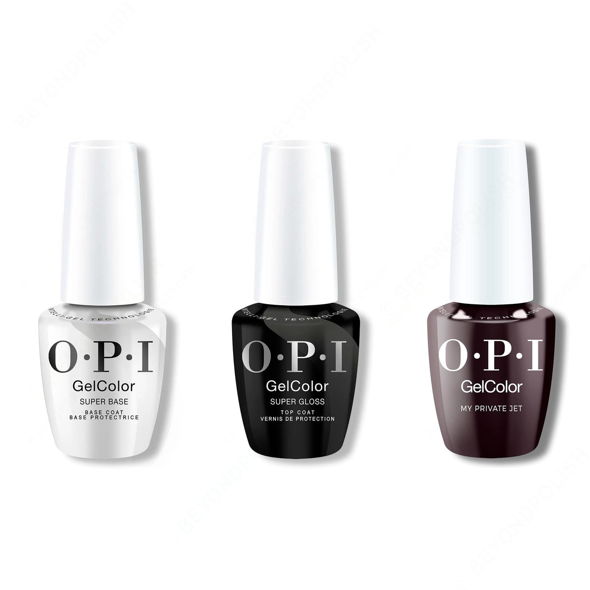 OPI GelColor Intelli-Gel Combo - Super Base Coat, Super Gloss Top Coat & My Private Jet