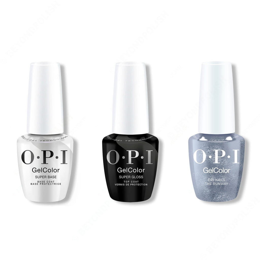 OPI GelColor Intelli-Gel Combo - Super Base Coat, Super Gloss Top Coat & OPI Nails the Runway