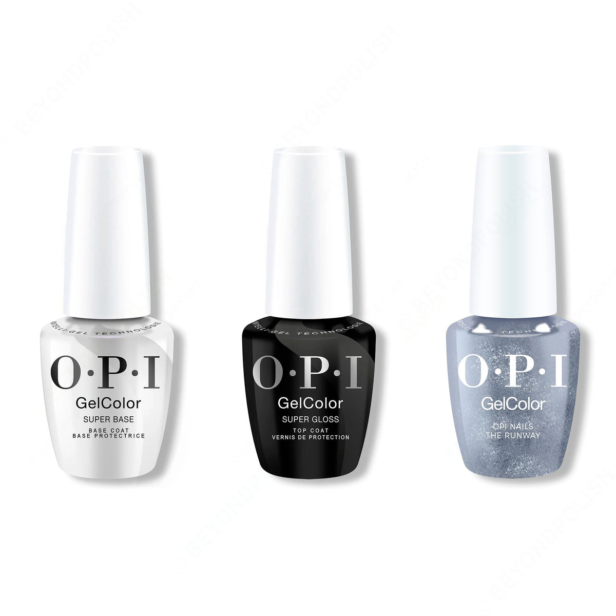 OPI GelColor Intelli-Gel Combo - Super Base Coat, Super Gloss Top Coat & OPI Nails the Runway