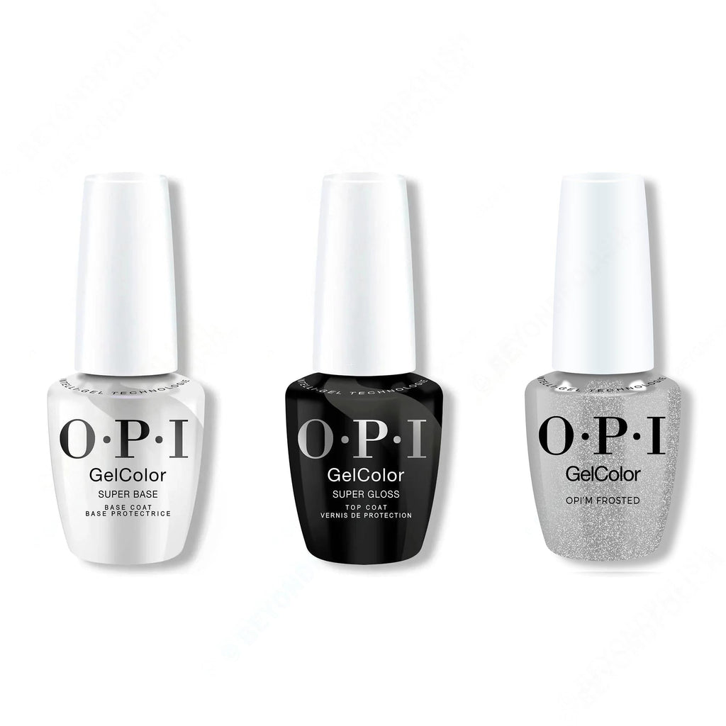 OPI GelColor Intelli-Gel Combo - Super Base Coat, Super Gloss Top Coat & OPI'm Frosted - Professional Care