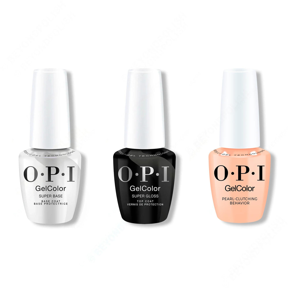 OPI GelColor Intelli-Gel Combo - Super Base Coat, Super Gloss Top Coat & Pearl-Clutching Behavior - Professional Care