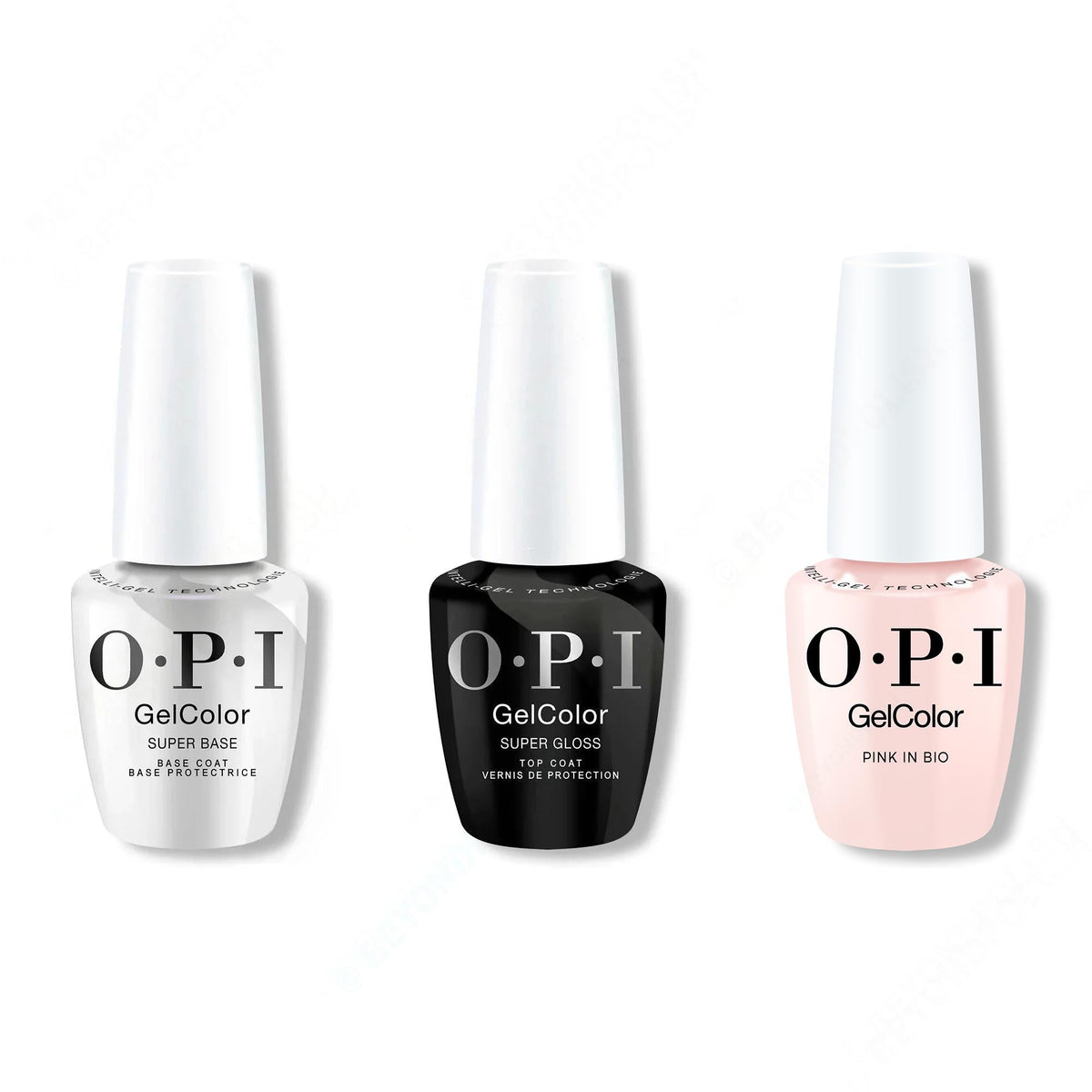 OPI GelColor Intelli-Gel Combo - Super Base Coat, Super Gloss Top Coat & Pink In Bio 0.5 Oz