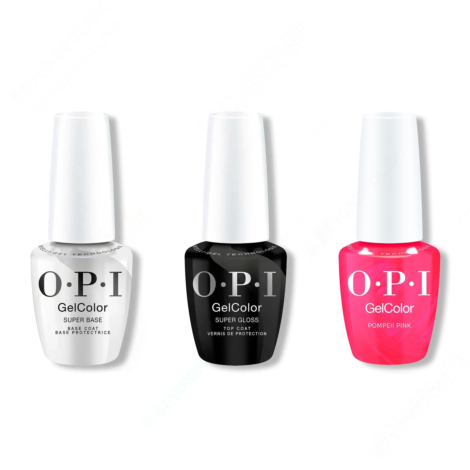 OPI GelColor Intelli-Gel Combo - Super Base Coat, Super Gloss Top Coat & Pompeii Pink - OPIcons Spring 2026