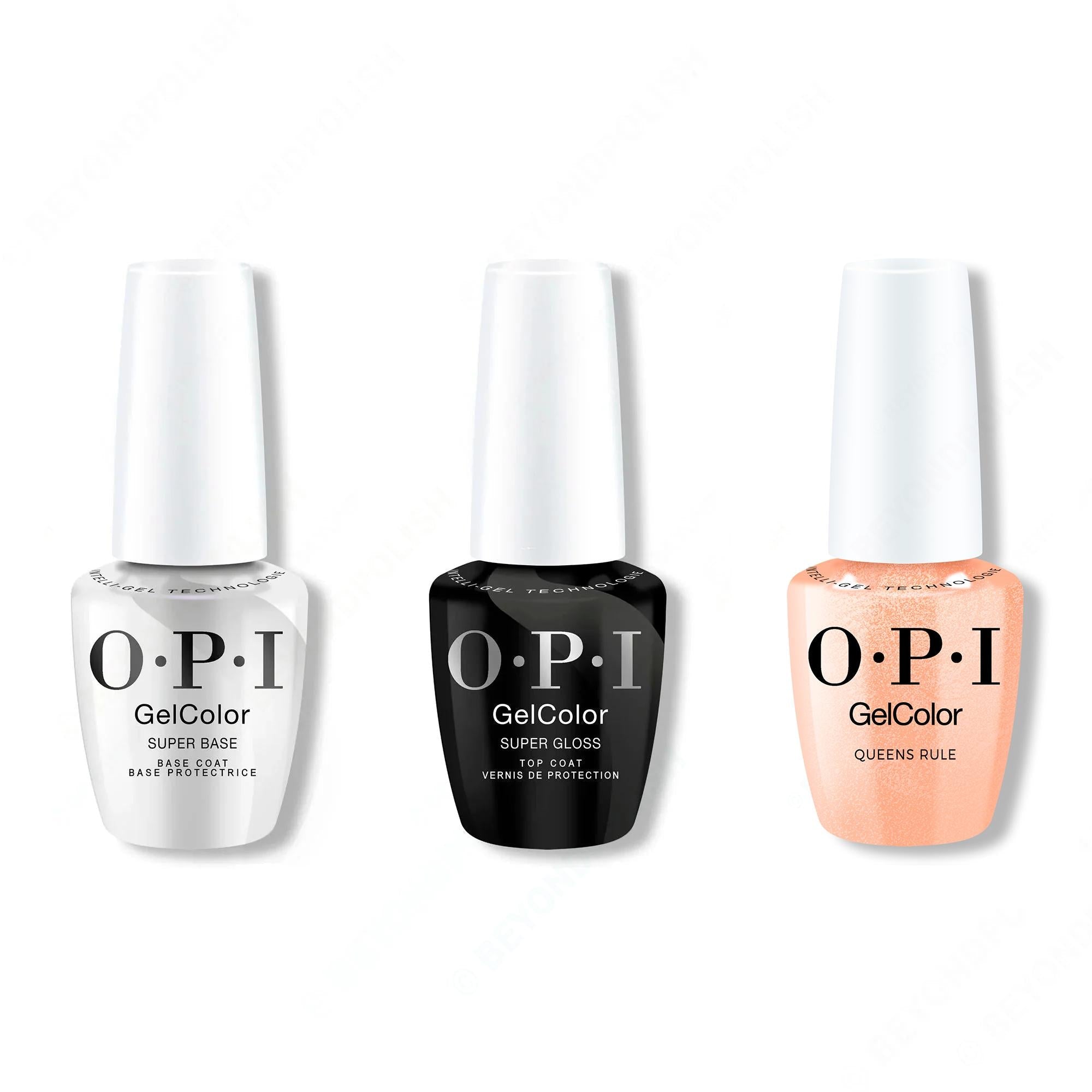 OPI GelColor Intelli-Gel Combo - Super Base Coat, Super Gloss Top Coat & Queens Rule - OPIcons Spring 2026