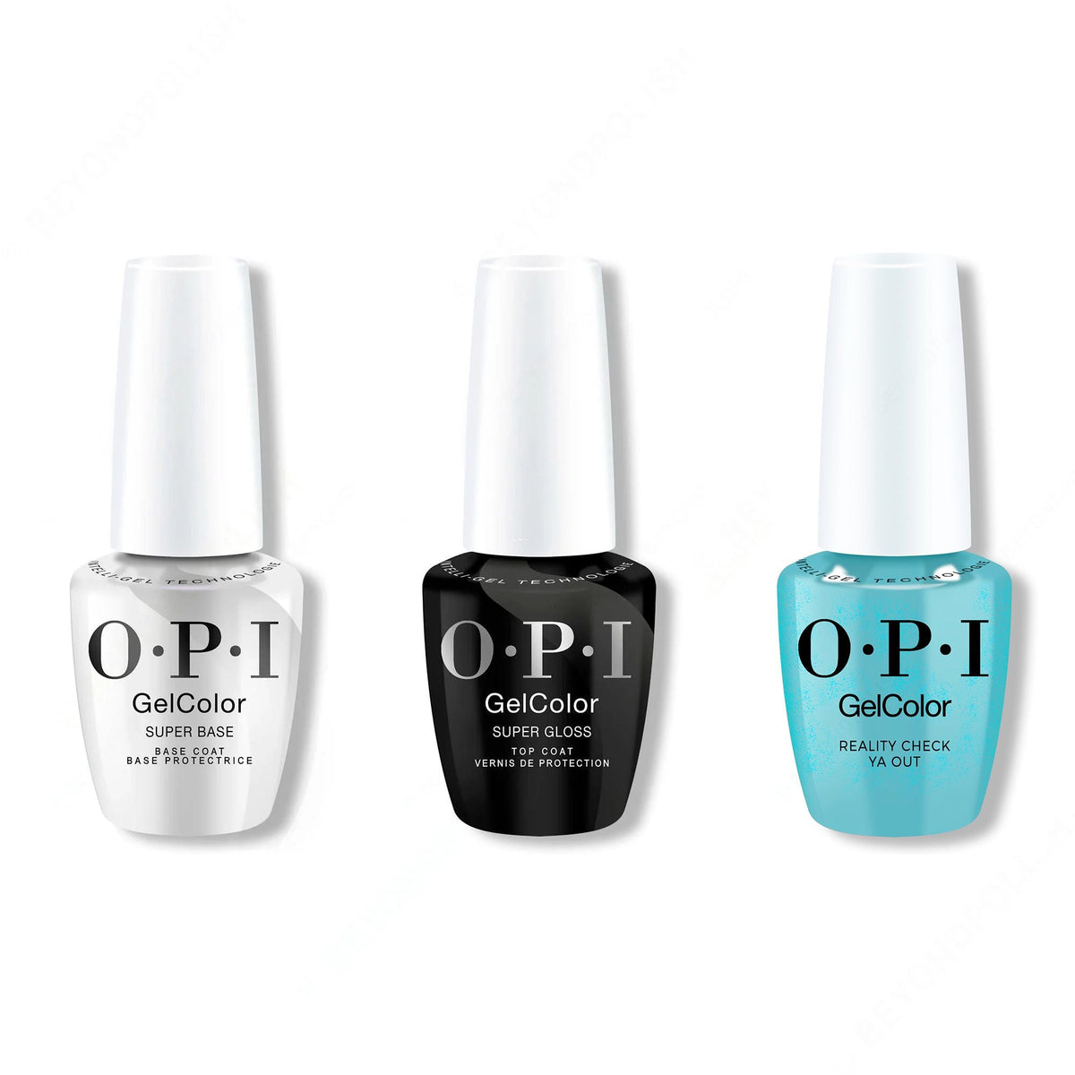 OPI GelColor Intelli-Gel Combo - Super Base Coat, Super Gloss Top Coat & Reality Check Ya Out - Professional Care