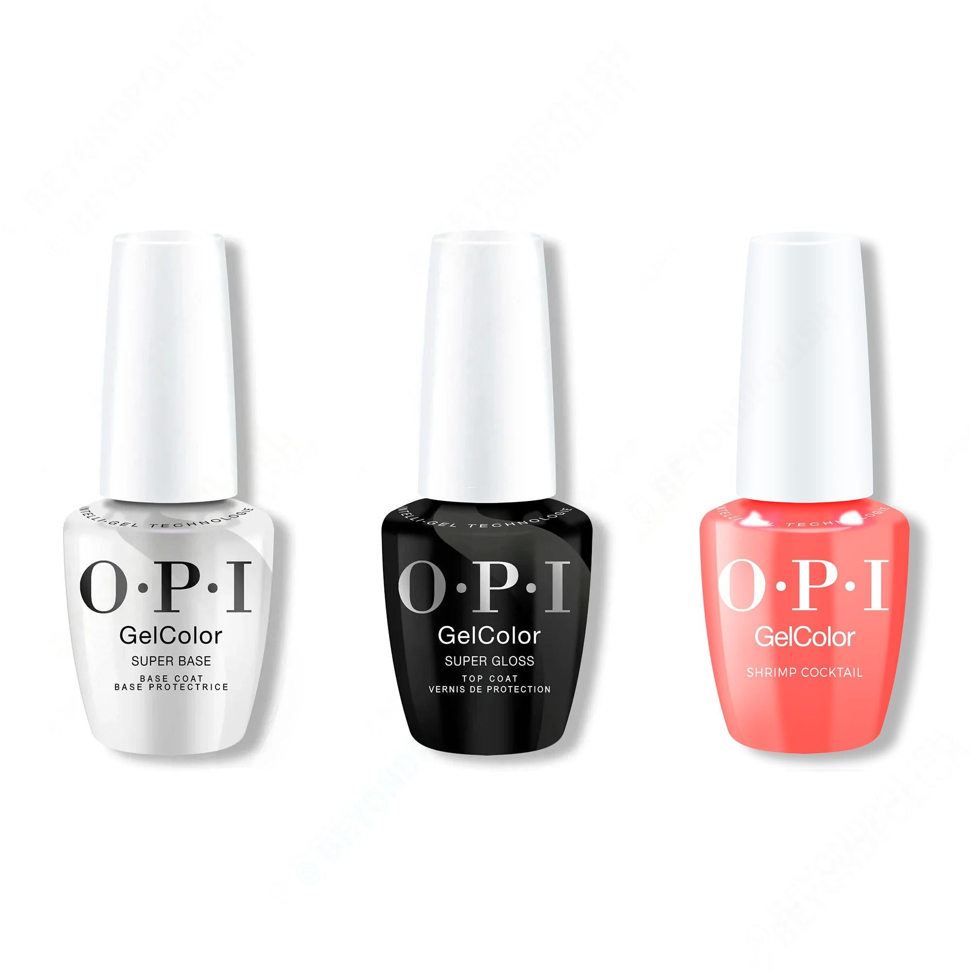 OPI GelColor Intelli-Gel Combo - Super Base Coat, Super Gloss Top Coat & Shrimp Cocktail - OPIcons Spring 2026
