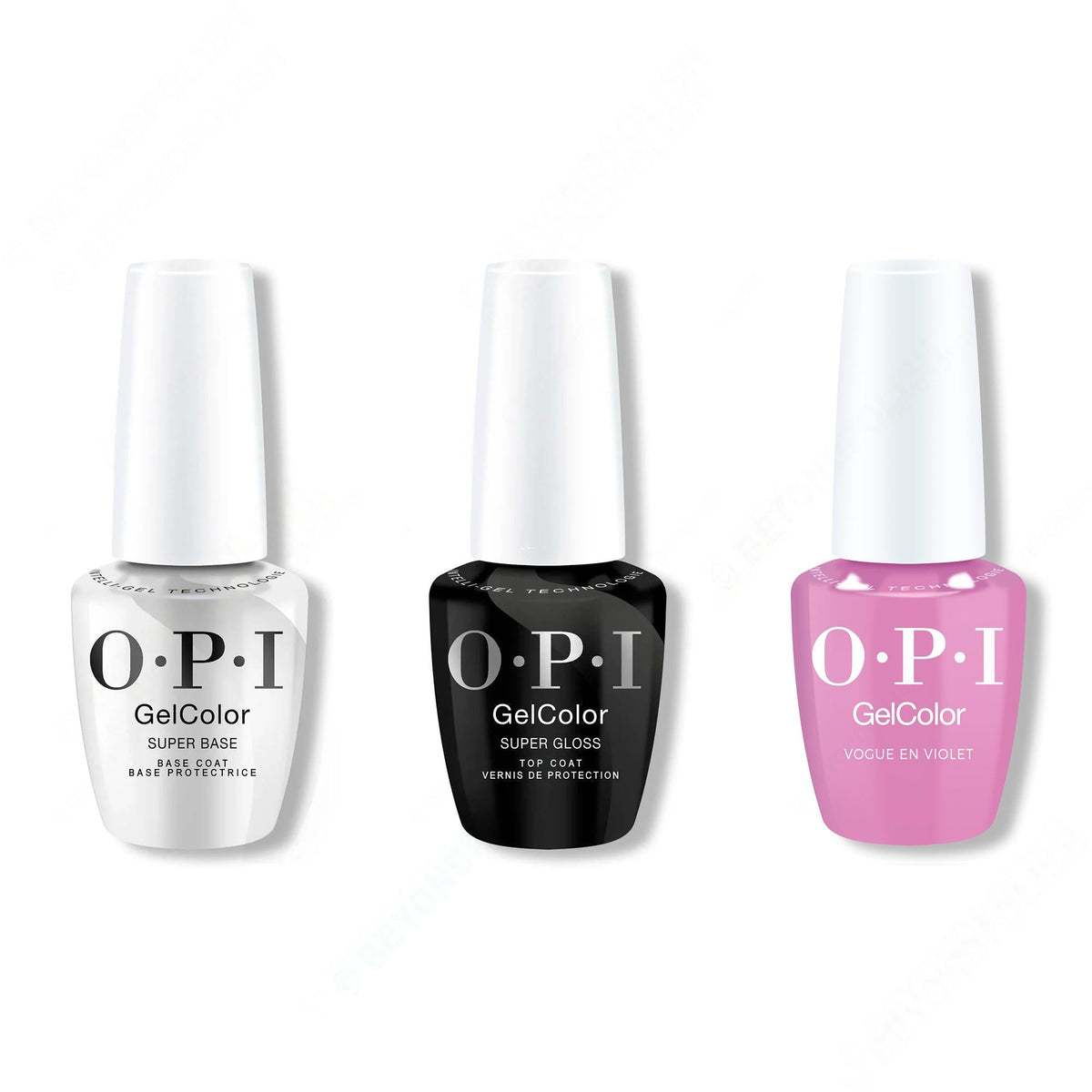 OPI GelColor Intelli-Gel Combo - Super Base Coat, Super Gloss Top Coat & Vogue en Violet - Professional Care