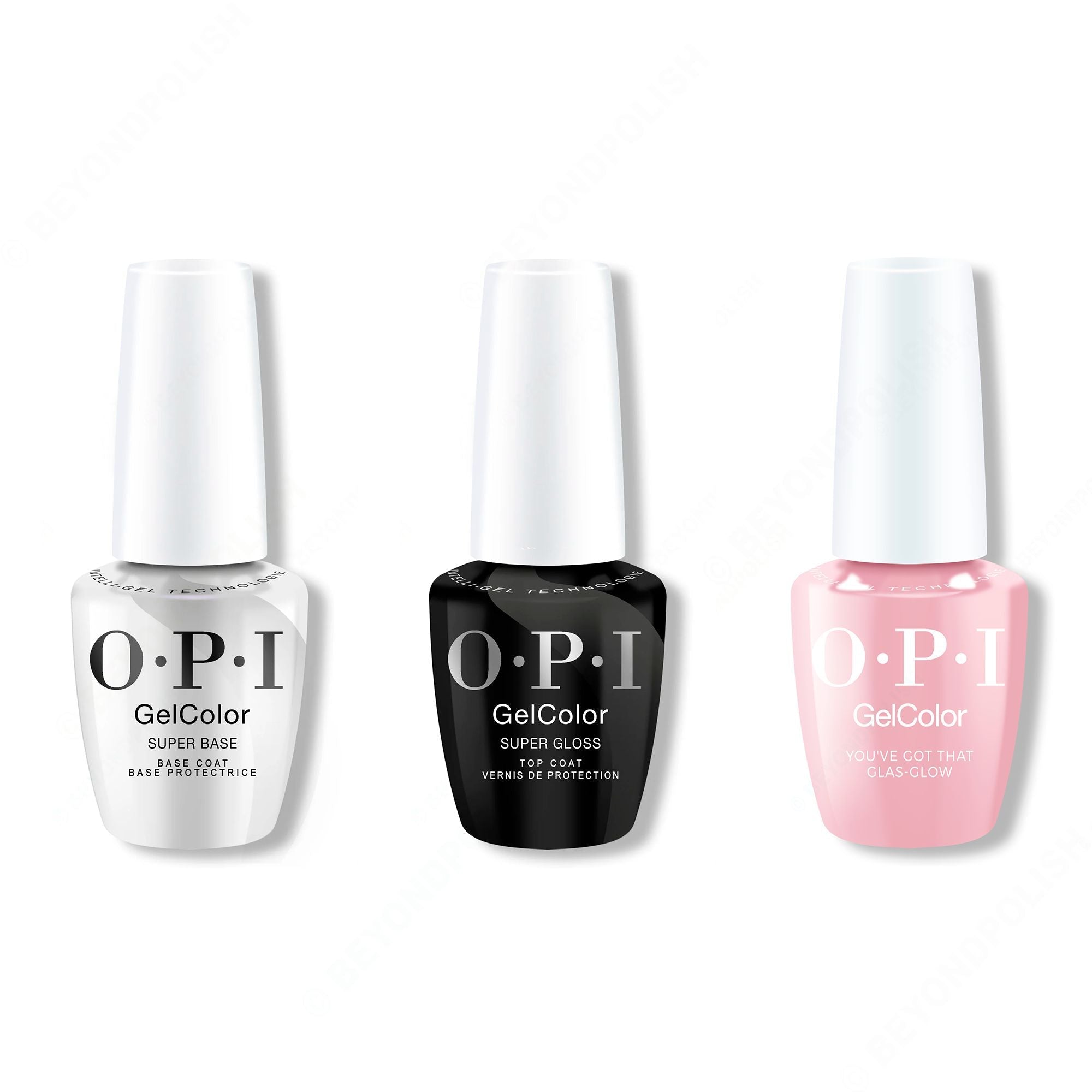 OPI GelColor Intelli-Gel Combo - Super Base Coat, Super Gloss Top Coat & You've Got That Glas-glow - Professional Care
