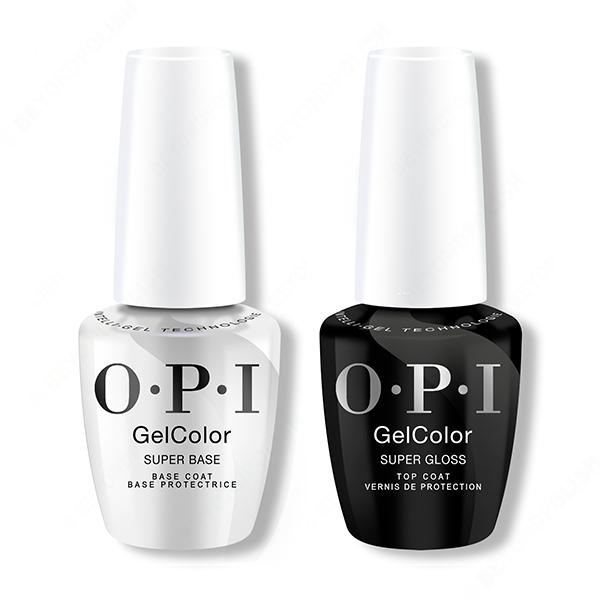 OPI GelColor Intelli-Gel - Super Base Coat and Super Gloss Top Coat Combo - Professional Care