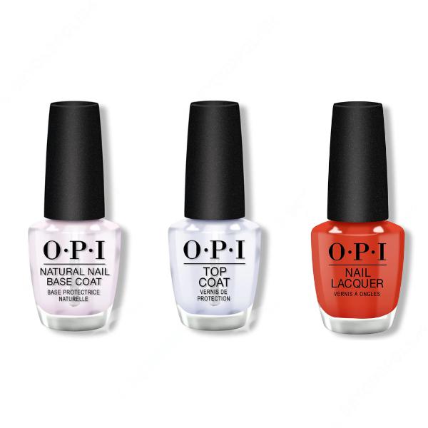 OPI - Nail Lacquer Combo - Base, Top & A Red-vival City 0.5 oz - Professional Care