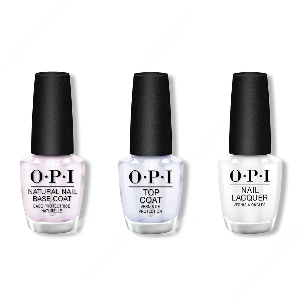 OPI - Nail Lacquer Combo - Base, Top & Alpine Snow 0.5 oz - Professional Care
