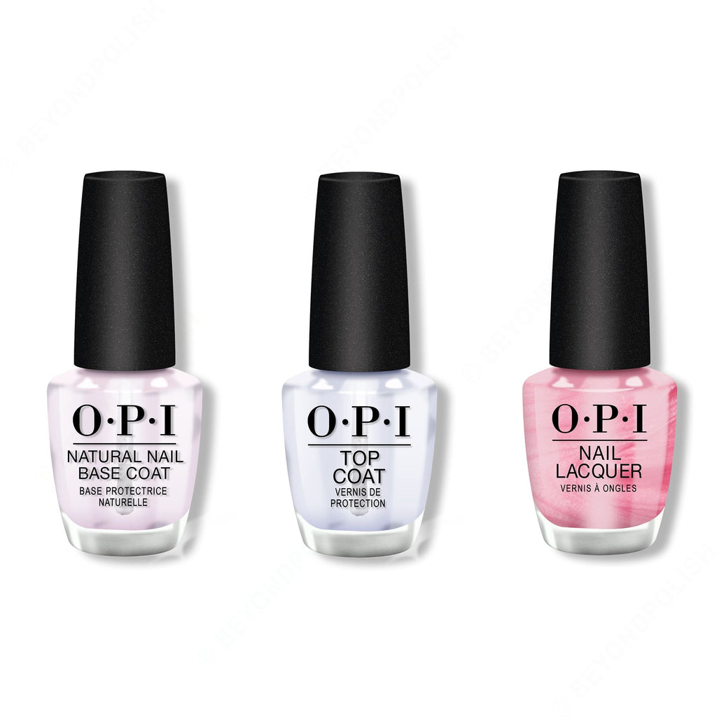 OPI - Nail Lacquer Combo - Base, Top & Aphrodite's Pink Nightie 0.5 oz - Professional Care