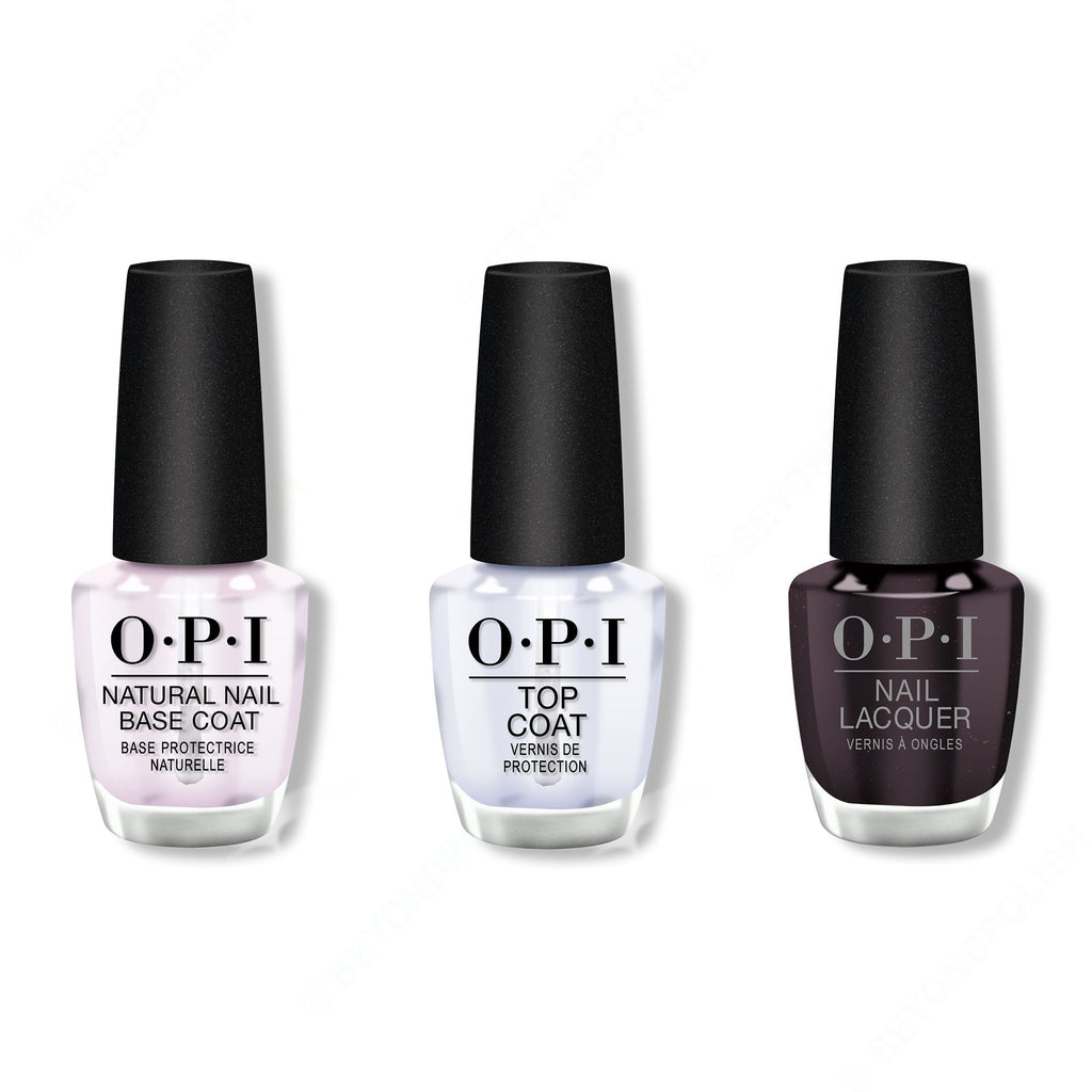 OPI - Nail Lacquer Combo - Base, Top & Black Cherry Chutney 0.5 oz