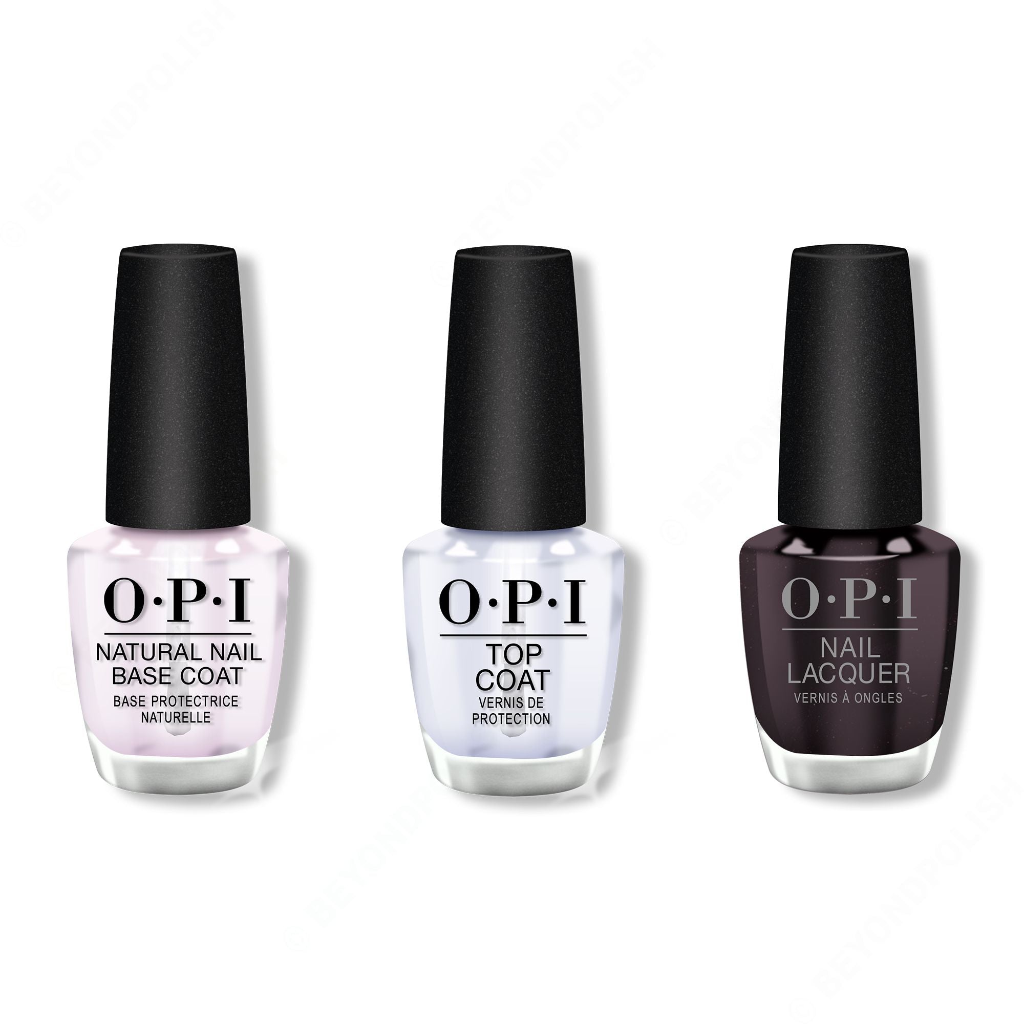 OPI - Nail Lacquer Combo - Base, Top & Black Cherry Chutney 0.5 oz