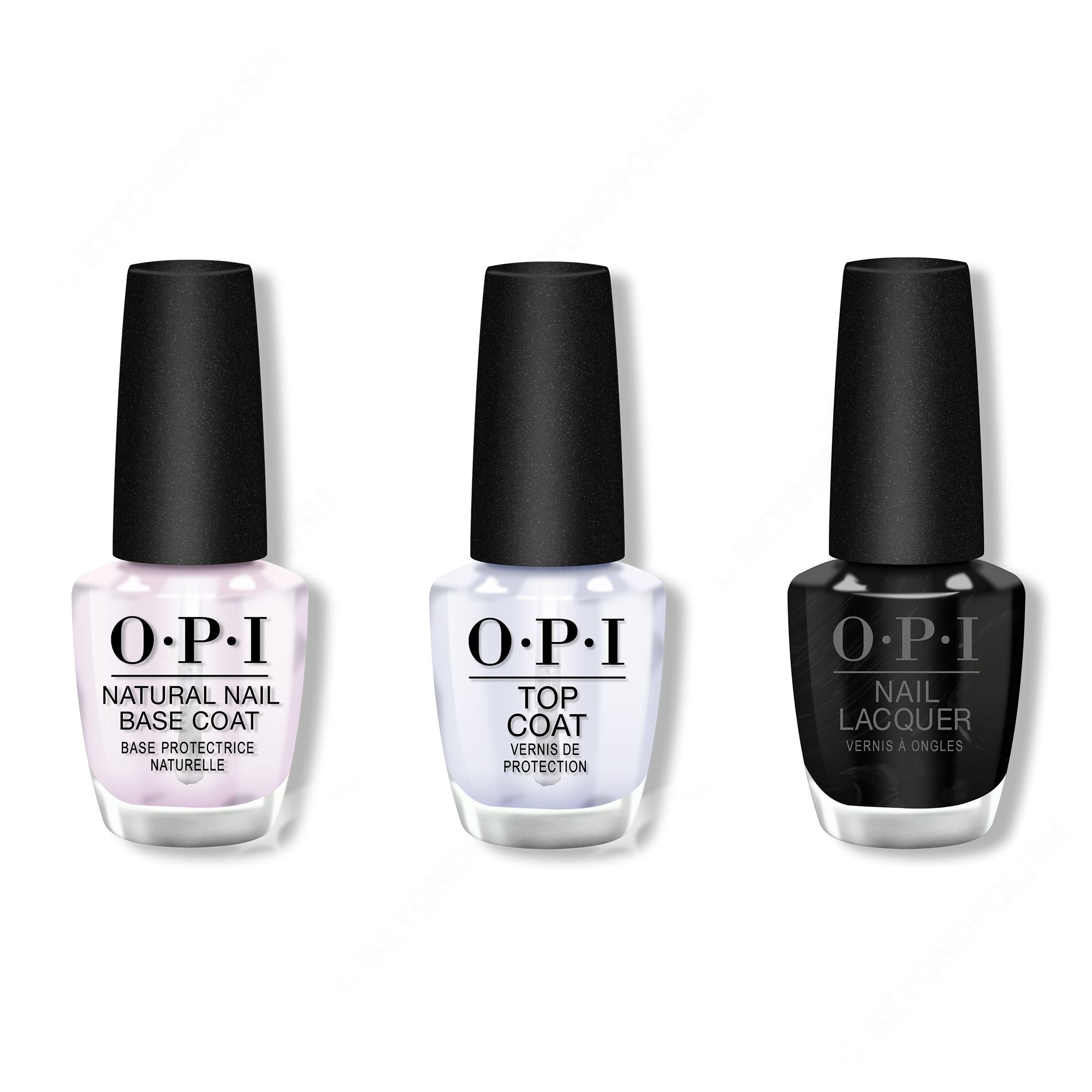 OPI - Nail Lacquer Combo - Base, Top & Black Onyx 0.5 oz - Professional Care