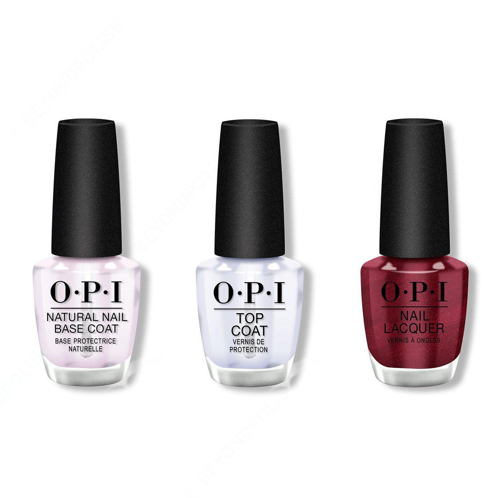OPI - Nail Lacquer Combo - Base, Top & Bogota Blackberry 0.5 oz - Professional Care