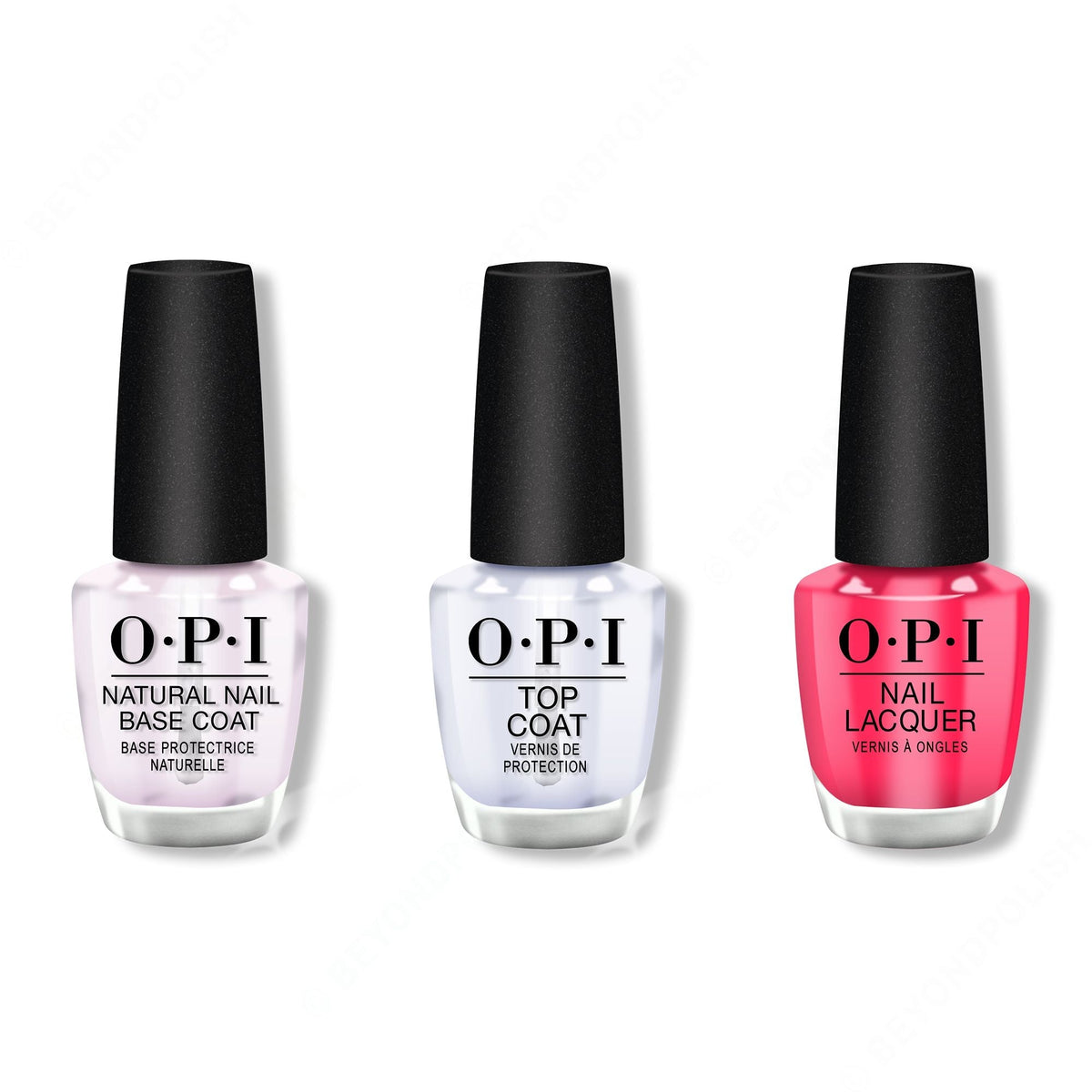 OPI - Nail Lacquer Combo - Base, Top & Charged Up Cherry 0.5 oz - Professional Care