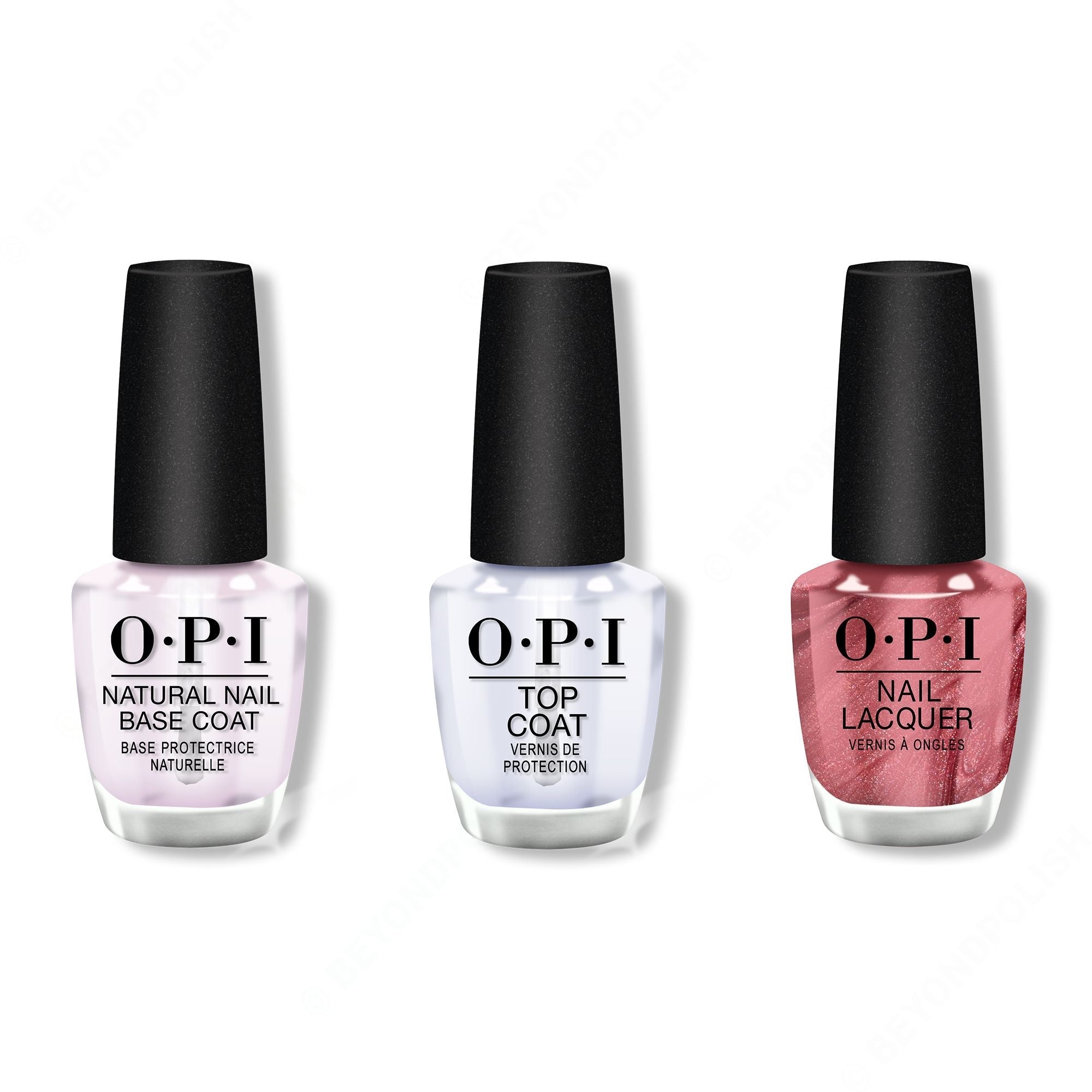 OPI - Nail Lacquer Combo - Base, Top & Chicago Champagne Toast 0.5 oz - Professional Care