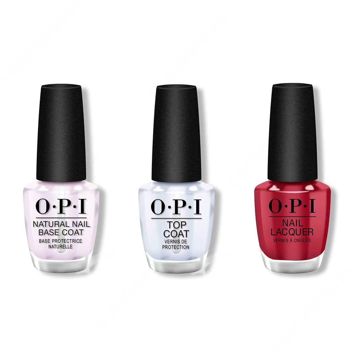 OPI - Nail Lacquer Combo - Base, Top & Chick Flick Cherry 0.5 oz - Professional Care