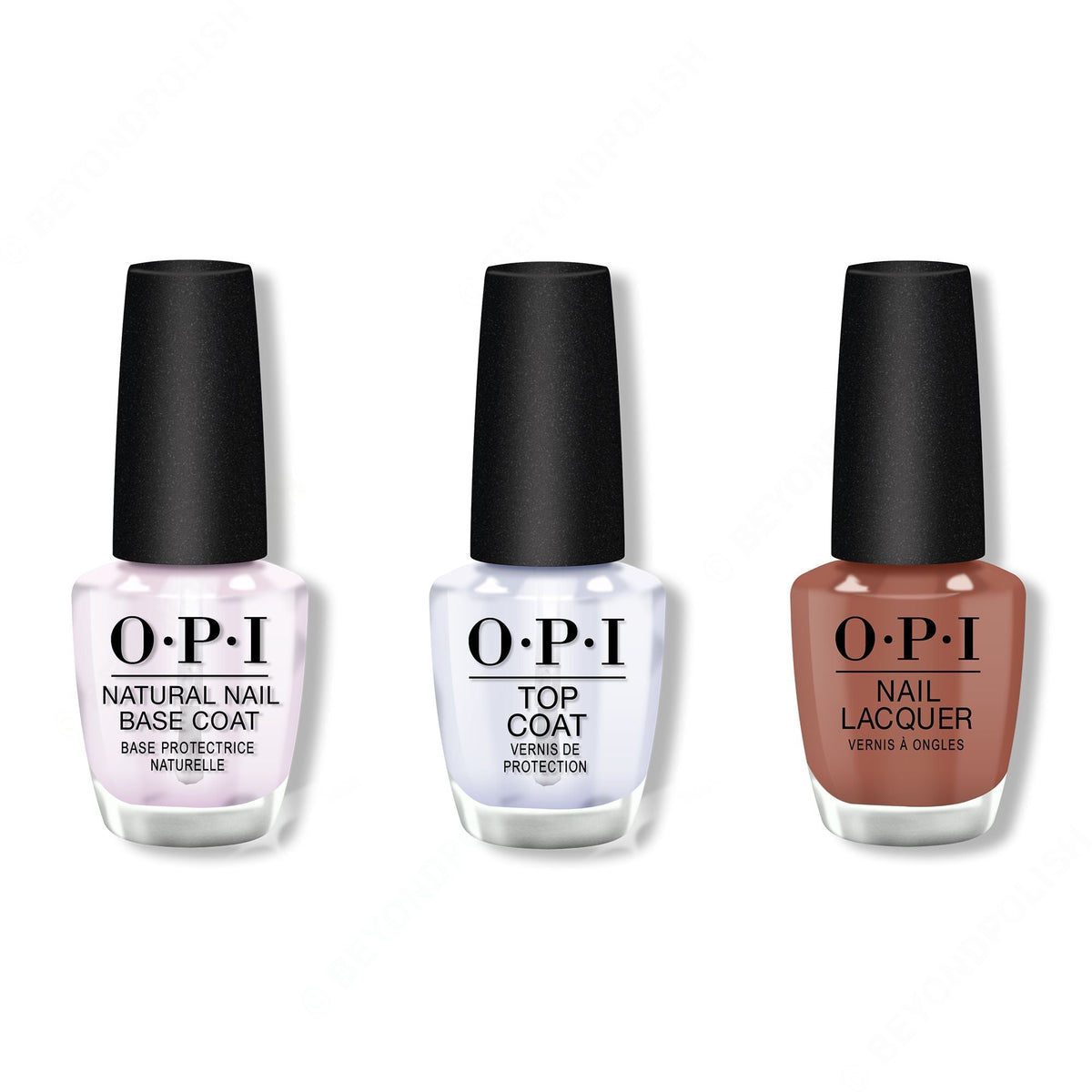 OPI - Nail Lacquer Combo - Base, Top & Chocolate Moose 0.5 oz - Professional Care