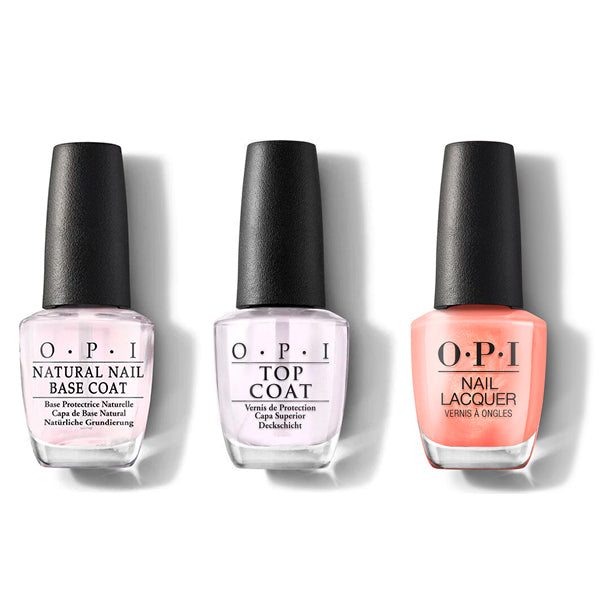 OPI - Nail Lacquer Combo - Base, Top & Data Peach - Professional Care