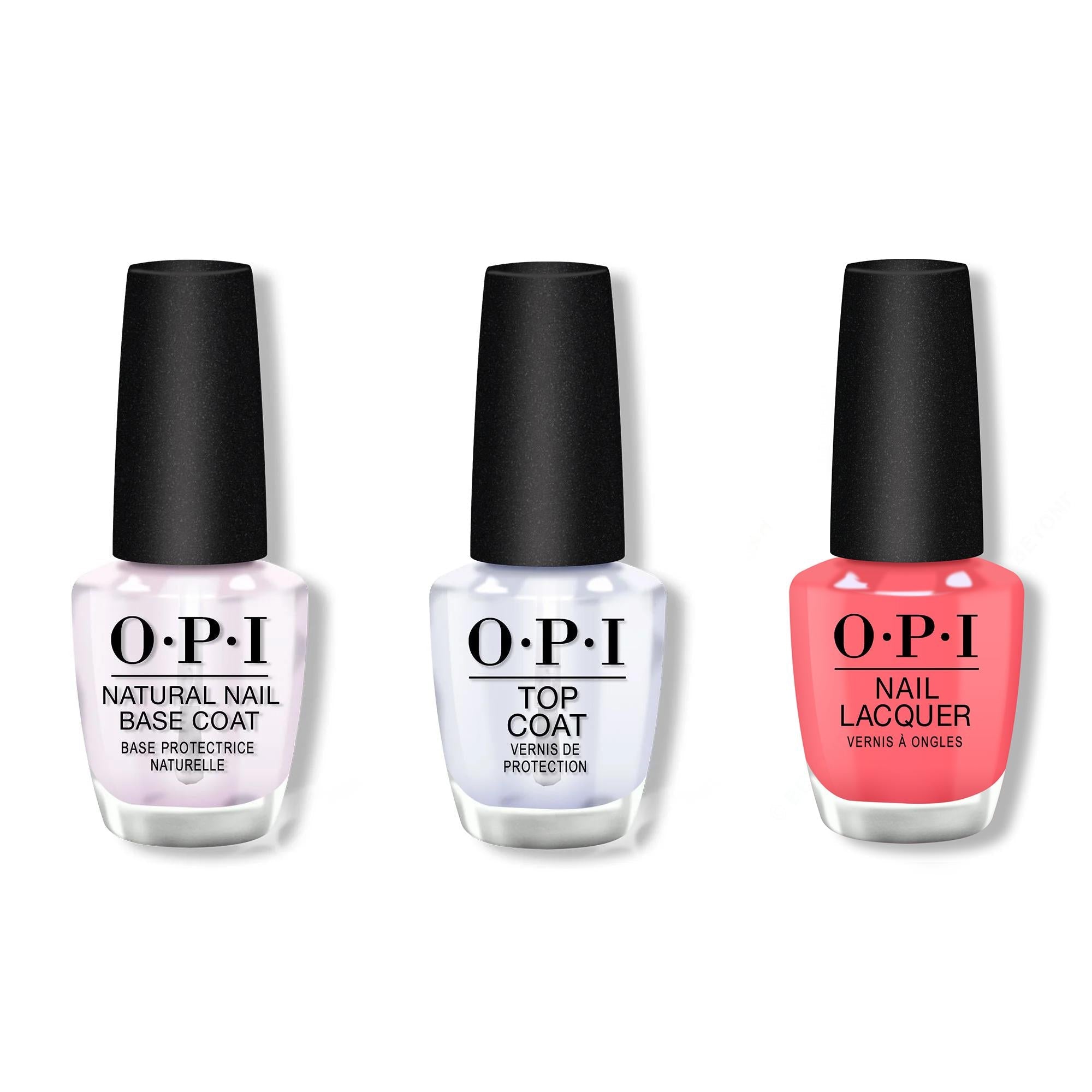 OPI - Nail Lacquer Combo - Base, Top & Drive 'Em Magenta - Professional Care