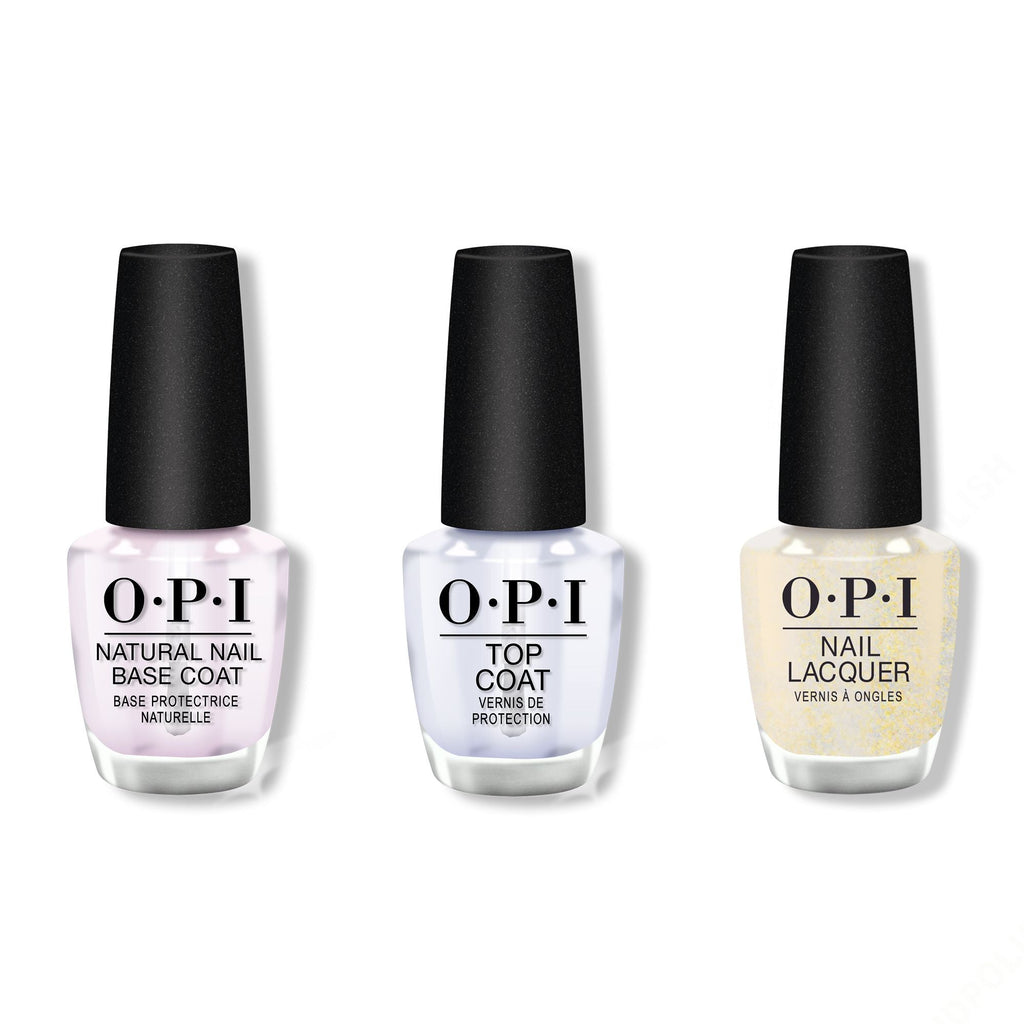 OPI - Nail Lacquer Combo - Base, Top & Gliterally Shimmer - Professional Care