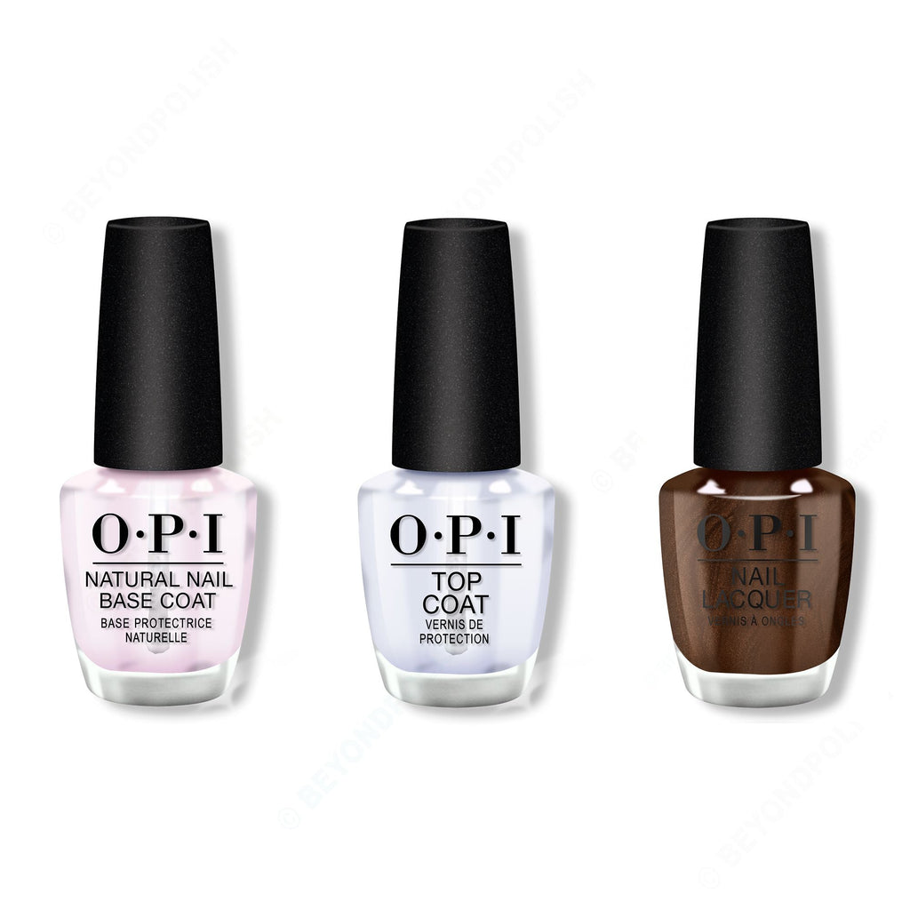 OPI - Nail Lacquer Combo - Base, Top & Hot Toddy Naughty - Professional Care