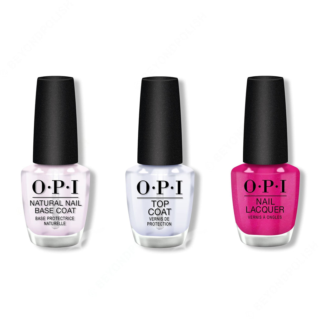 OPI - Nail Lacquer Combo - Base, Top & La Paz-itively Hot 0.5 oz - Professional Care
