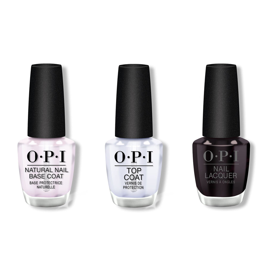OPI - Nail Lacquer Combo - Base, Top & Lincoln Park After Dark 0.5 oz - Professional Care