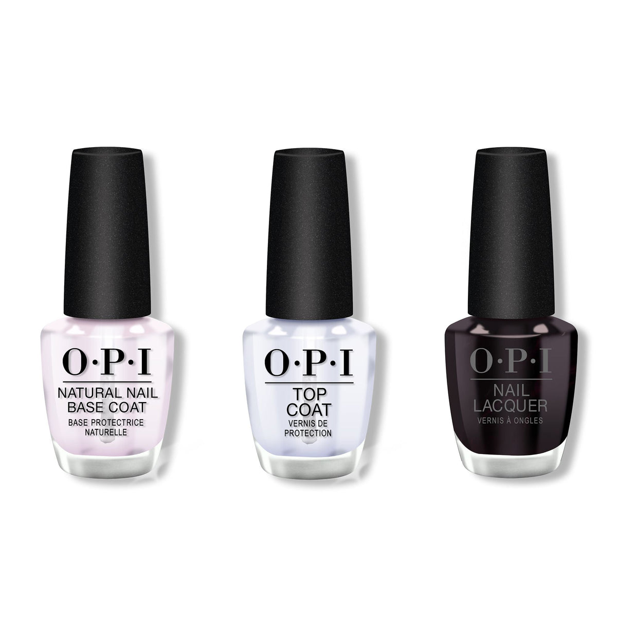 OPI - Nail Lacquer Combo - Base, Top & Lincoln Park After Dark 0.5 oz - Professional Care