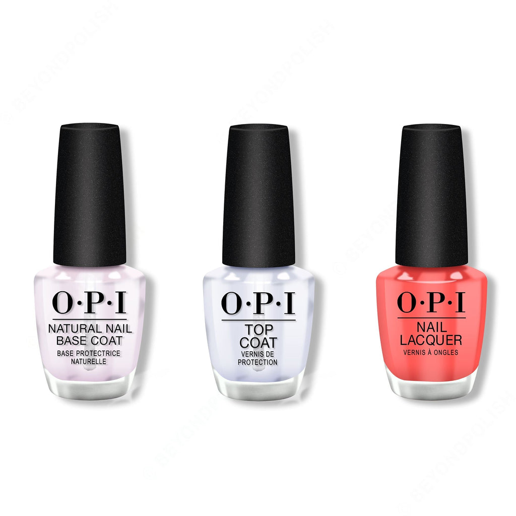OPI - Nail Lacquer Combo - Base, Top & Live.Love.Carnaval 0.5 oz - Professional Care