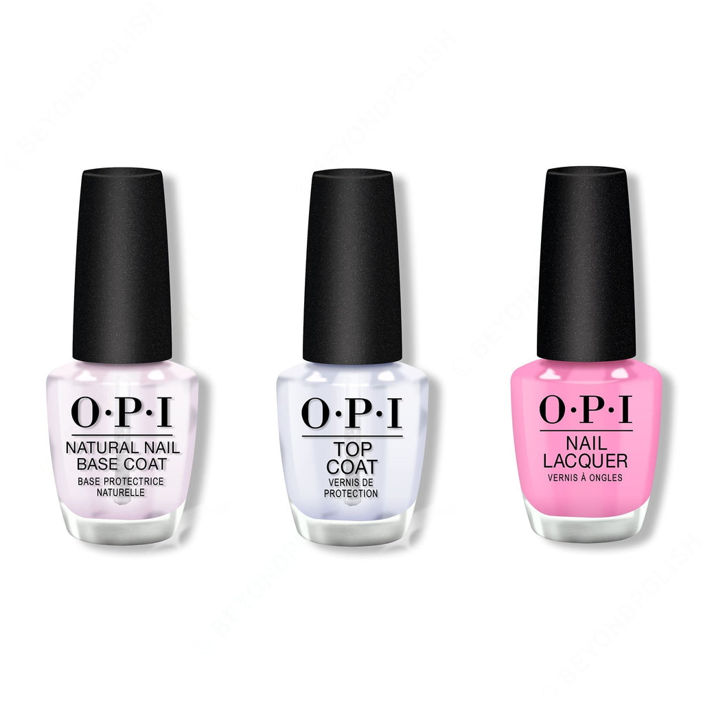 OPI - Nail Lacquer Combo - Base, Top & Lucky Lucky Lavender 0.5 oz - Professional Care