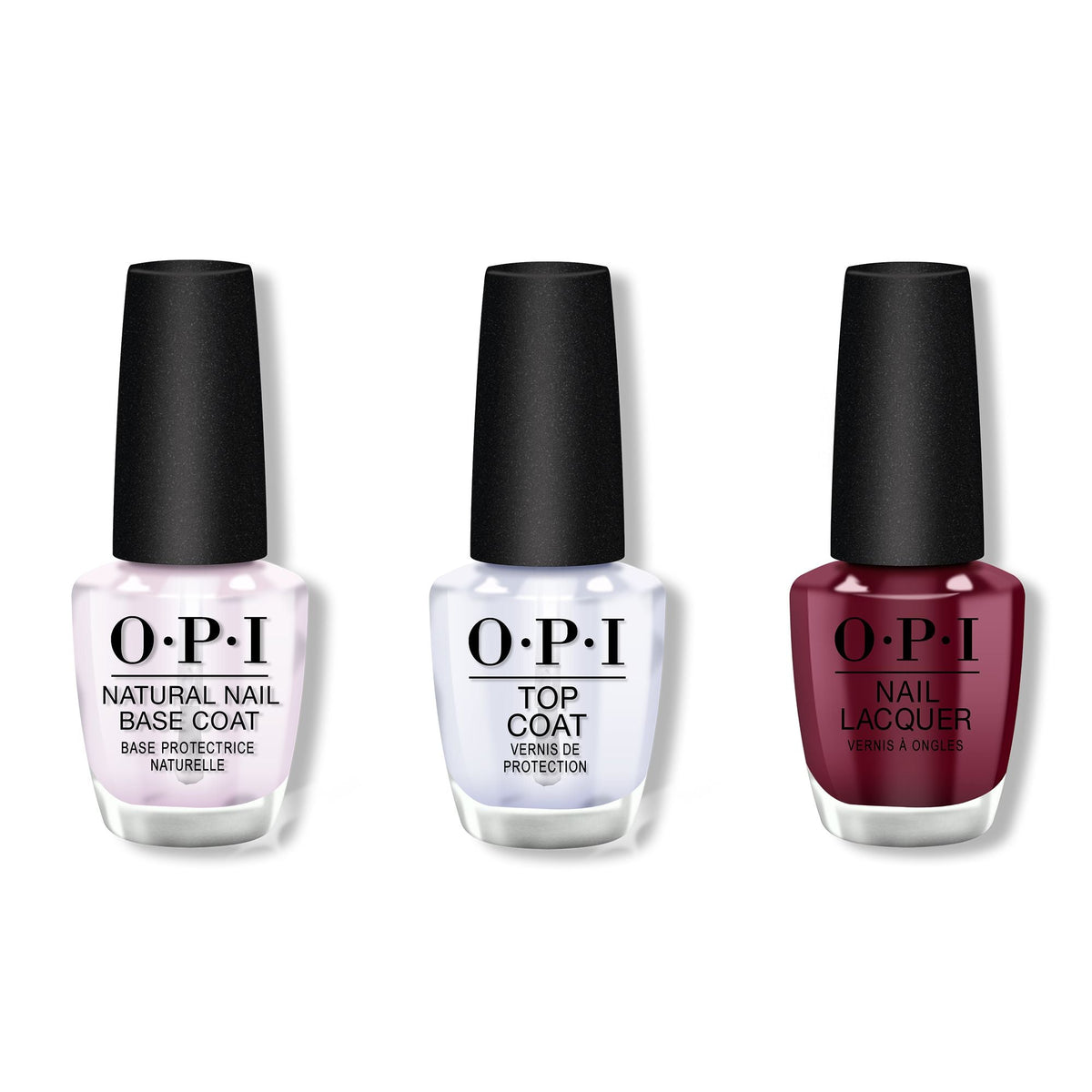 OPI - Nail Lacquer Combo - Base, Top & Malaga Wine 0.5 oz - Professional Care