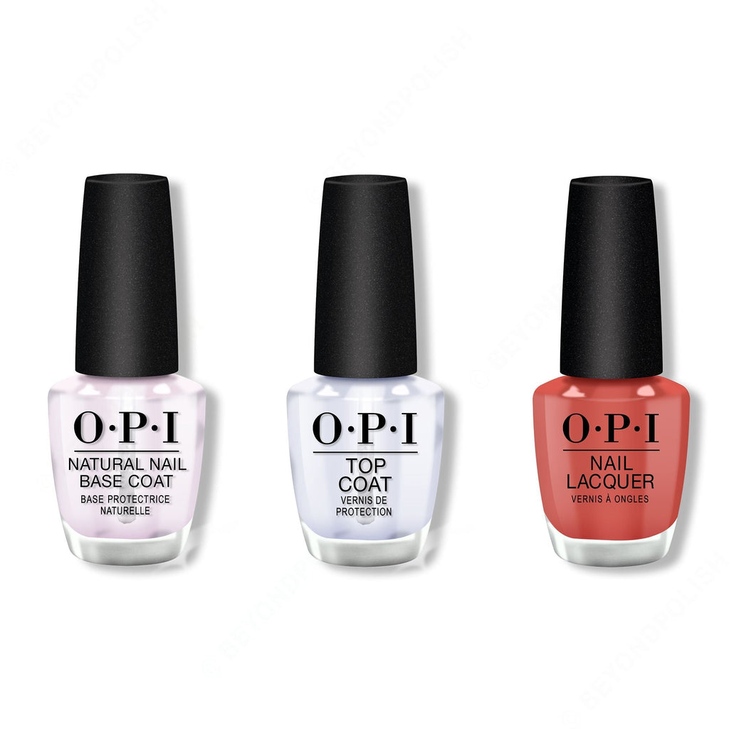 OPI - Nail Lacquer Combo - Base, Top & My Solar Clock is Ticking 0.5 oz - Professional Care