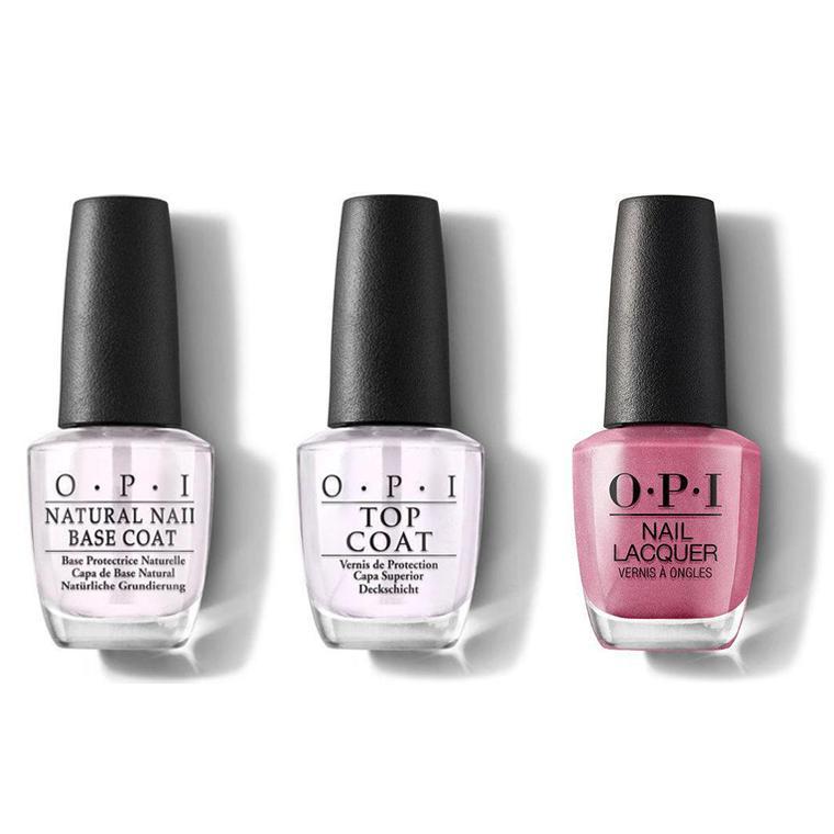 OPI - Nail Lacquer Combo - Base, Top & Not So Bora-Bora-ing Pink 0.5 oz - Professional Care